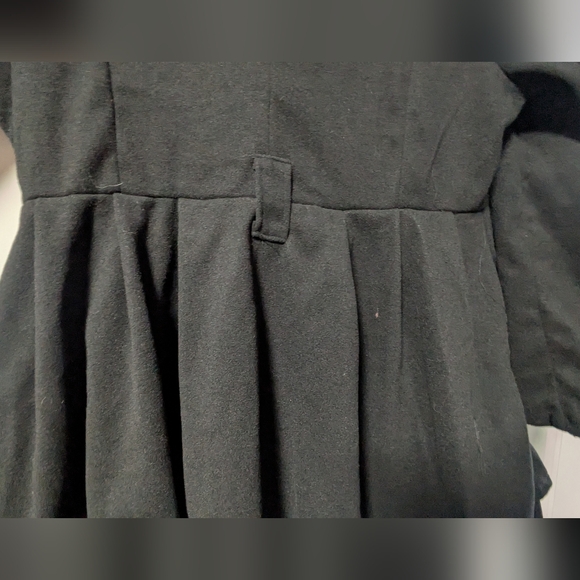 Black Babydoll Coat with Faux Fur Collar - Picture 7 of 12